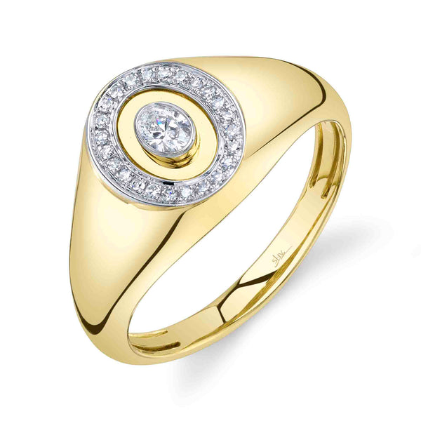 0.17CT DIAMOND OVAL BEZEL SIGNET RING