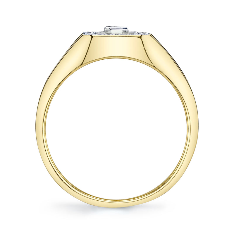 0.17CT DIAMOND EMERALD BEZEL MATTE SIGNET RING