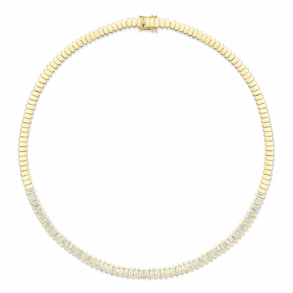 3.01CT DIAMOND BAGUETTE BEZEL TENNIS NECKLACE