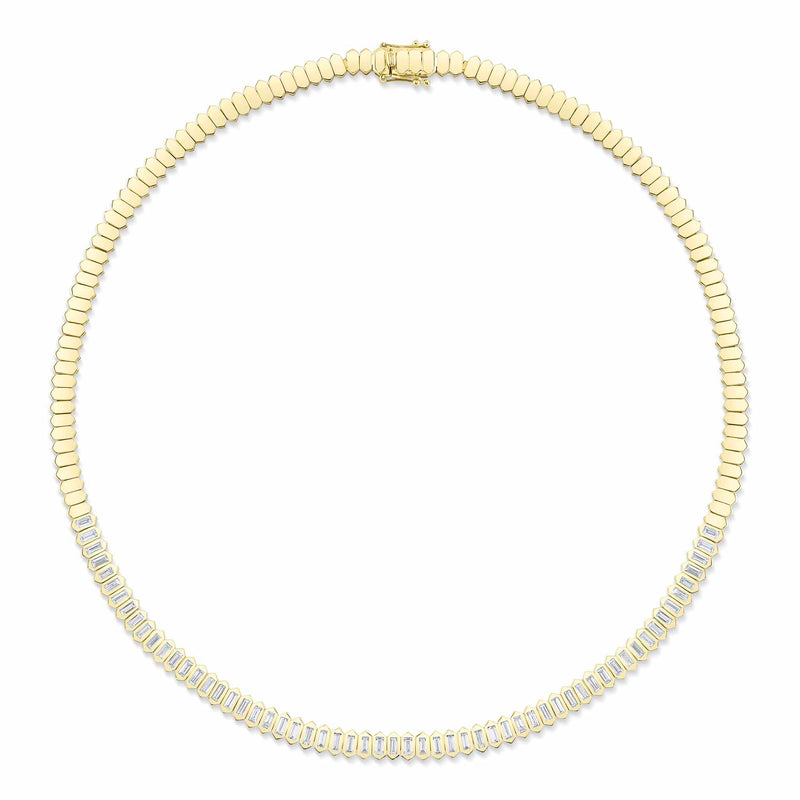3.01CT DIAMOND BAGUETTE BEZEL TENNIS NECKLACE