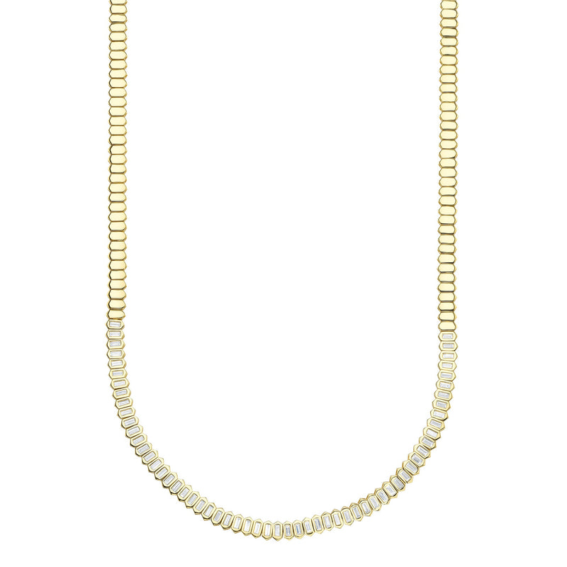 3.01CT DIAMOND BAGUETTE BEZEL TENNIS NECKLACE