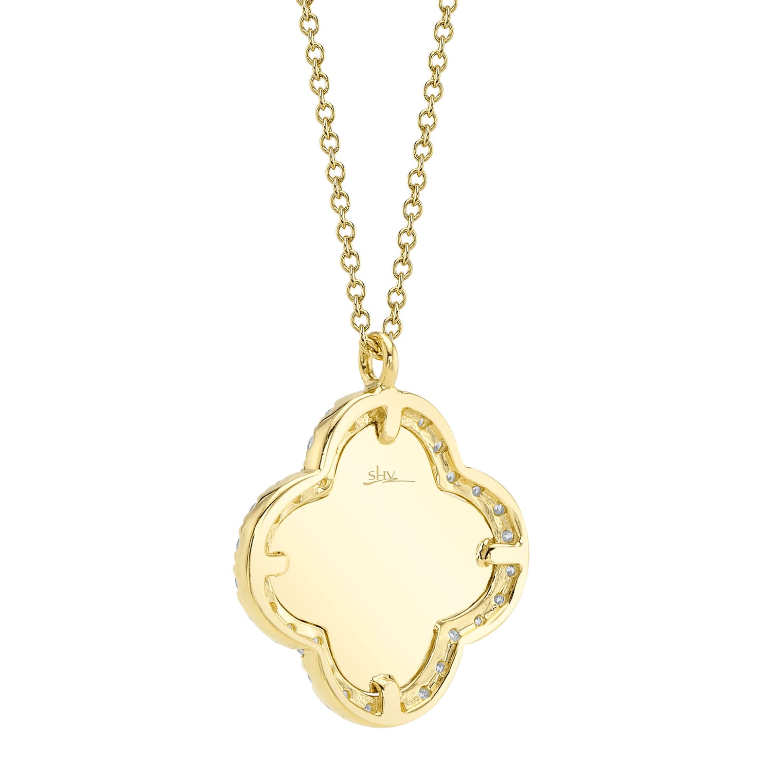 0.22CT DIAMOND BEZEL RIBBED CLOVER NECKLACE – Shy Creation