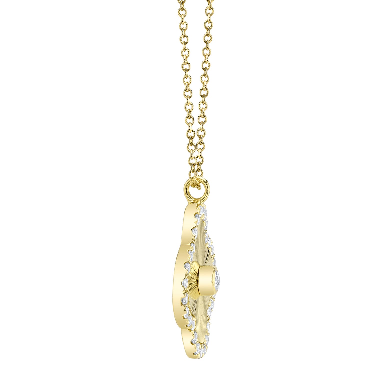 0.22CT DIAMOND BEZEL RIBBED CLOVER NECKLACE – Shy Creation