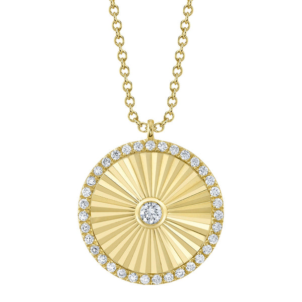 0.32CT DIAMOND RIBBED CIRCLE NECKLACE