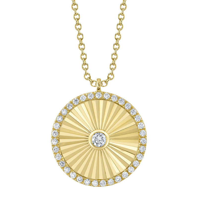 0.32CT DIAMOND RIBBED CIRCLE NECKLACE