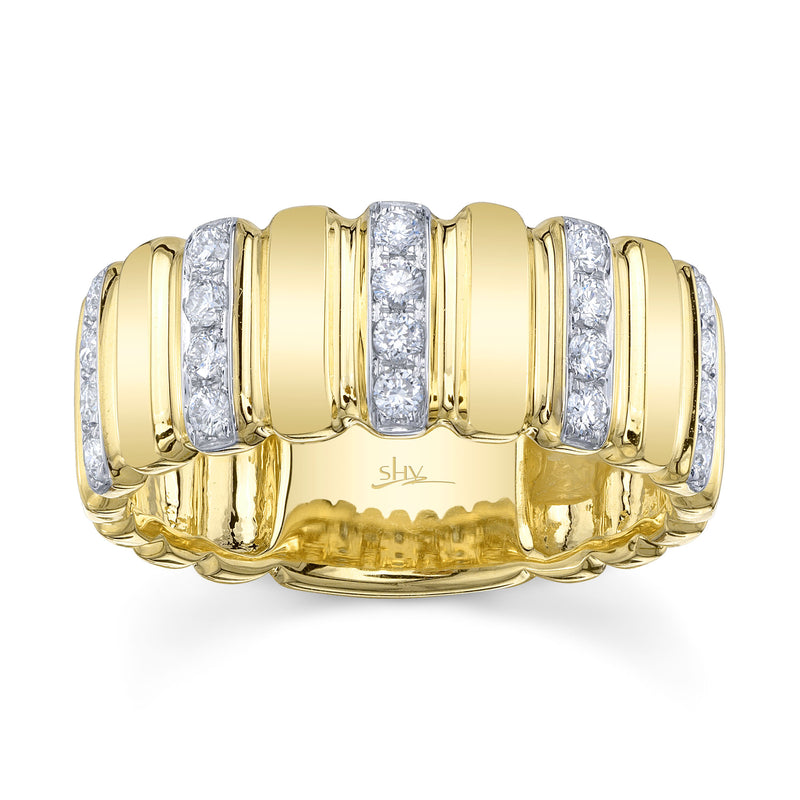 0.32CT DIAMOND RIBBED RING