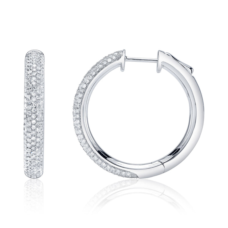 0.77CT DIAMOND PAVE HOOP EARRING