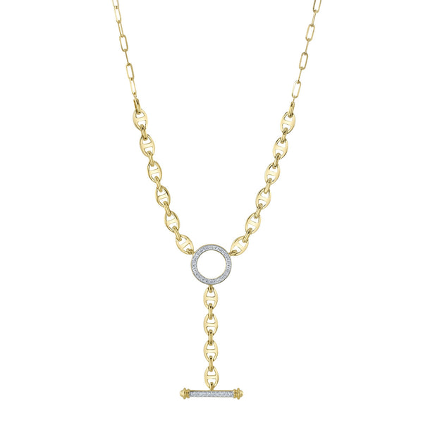 0.24CT DIAMOND CIRCLE LINK LARIAT NECKLACE
