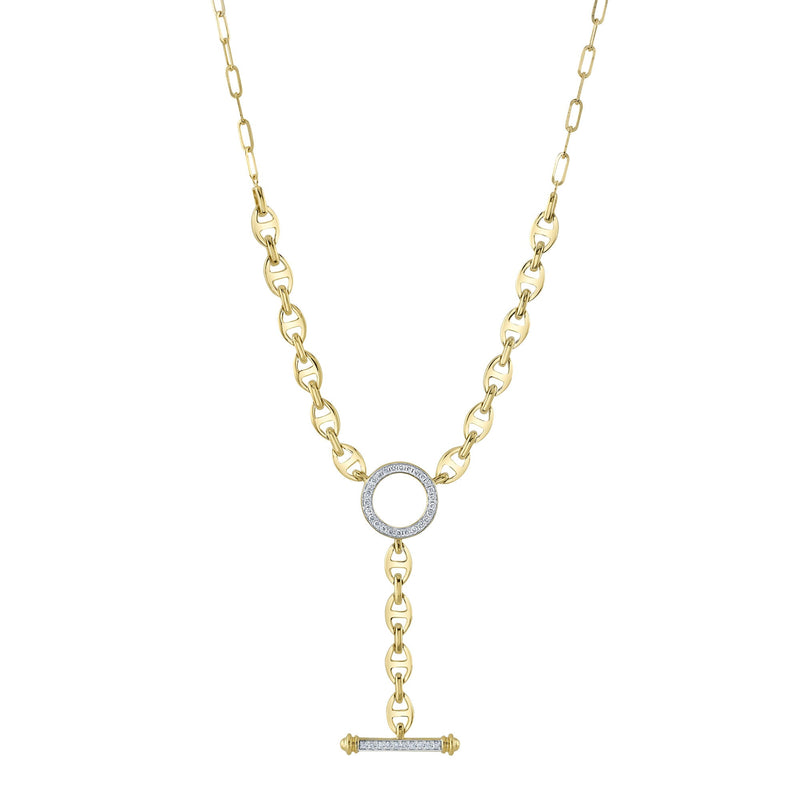 0.24CT DIAMOND CIRCLE LINK LARIAT NECKLACE