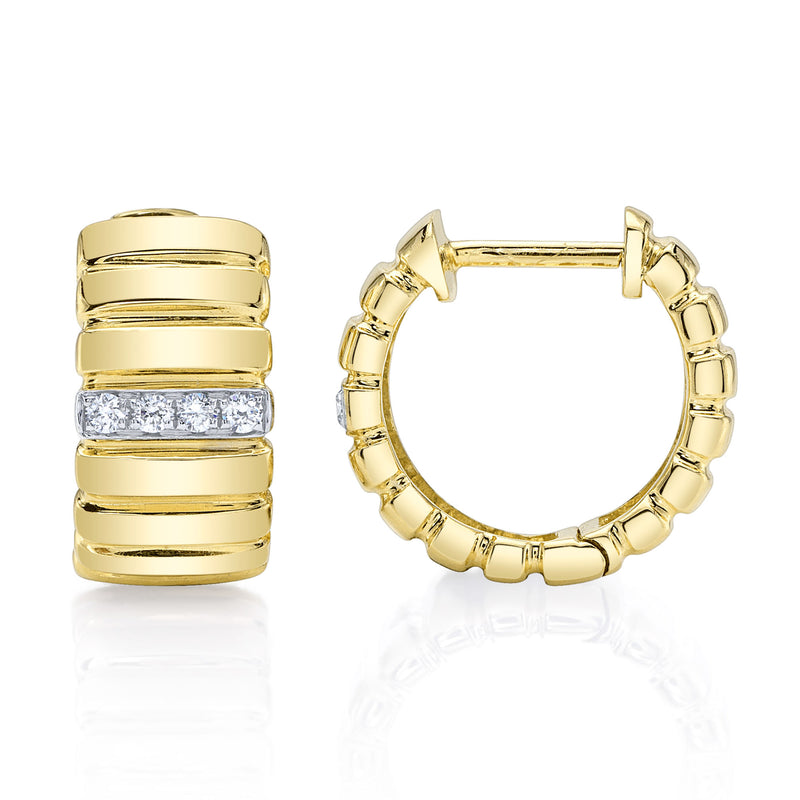 0.09CT DIAMOND RIBBED HUGGIE EARRING