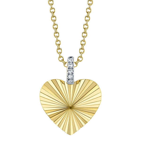 0.01CT DIAMOND RIBBED HEART NECKLACE