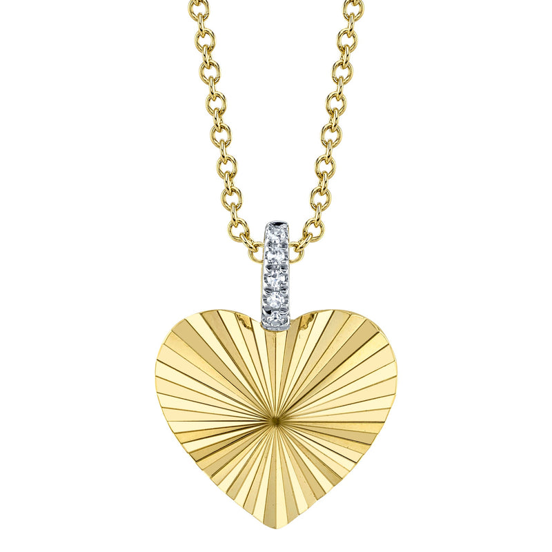 0.01CT DIAMOND RIBBED HEART NECKLACE