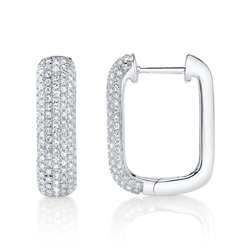 0.59CT DIAMOND PAVE RECTANGLE HOOP EARRING