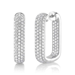 2.11CT DIAMOND PAVE RECTANGLE HOOP EARRING
