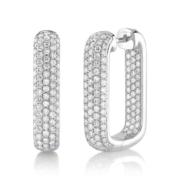 2.11CT DIAMOND PAVE RECTANGLE HOOP EARRING