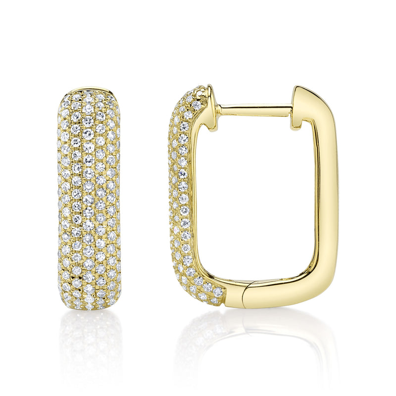 0.59CT DIAMOND PAVE RECTANGLE HOOP EARRING