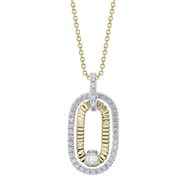 0.46CT DIAMOND EMERALD RIBBED NECKLACE