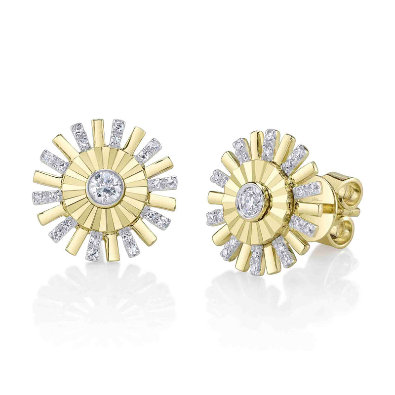 0.22CT DIAMOND BEZEL RIBBED STUD EARRING