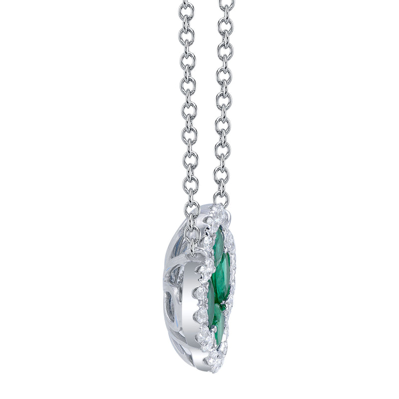 0.16CT DIAMOND & 0.65CT EMERALD CLOVER NECKLACE