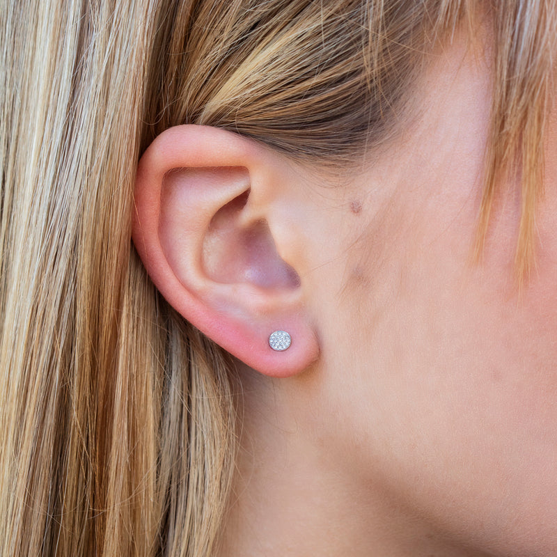 0.07CT DIAMOND PAVE CIRCLE STUD EARRING