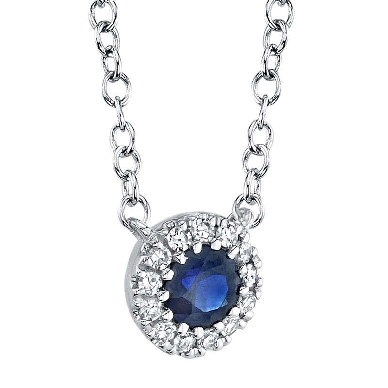 0.04CT DIAMOND & 0.14CT BLUE SAPPHIRE NECKLACE