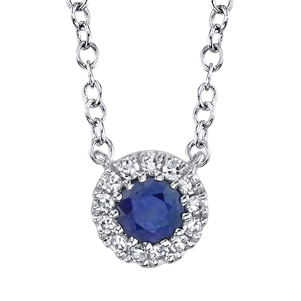 0.04CT DIAMOND & 0.14CT BLUE SAPPHIRE NECKLACE