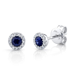 0.08CT DIAMOND & 0.28CT BLUE SAPPHIRE STUD EARRING
