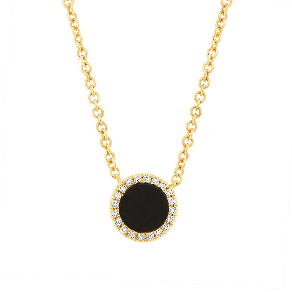 0.04CT DIAMOND & 0.31CT BLACK ONYX NECKLACE