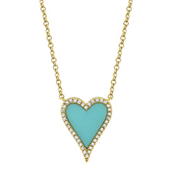 0.09CT DIAMOND & 0.69CT COMPOSITE TURQUOISE HEART NECKLACE