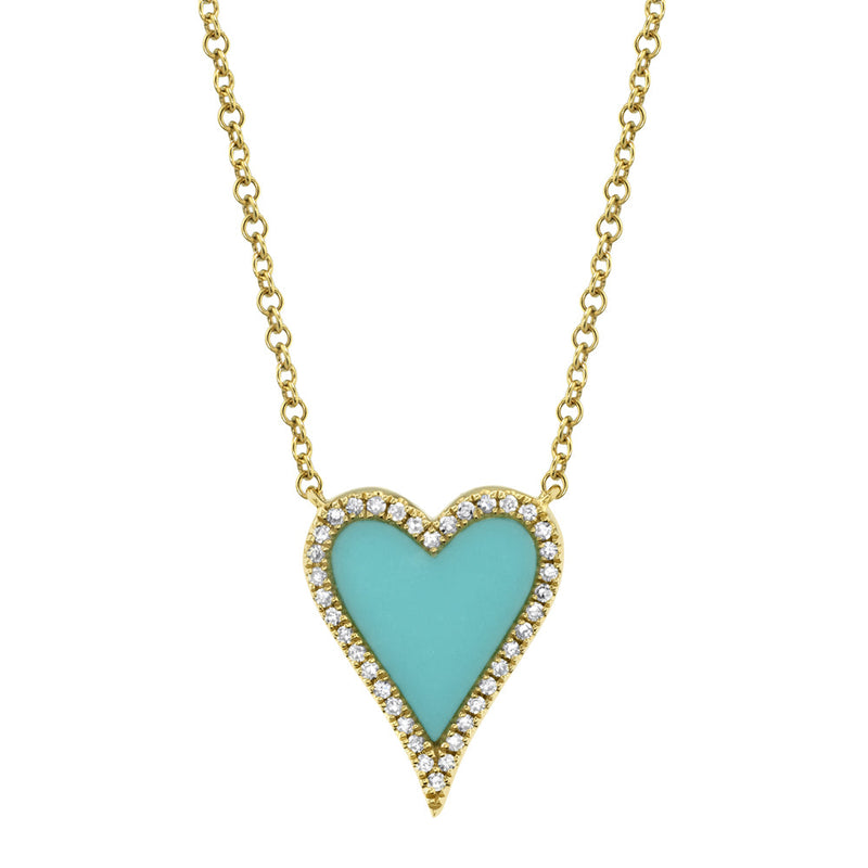 0.09CT DIAMOND & 0.69CT COMPOSITE TURQUOISE HEART NECKLACE