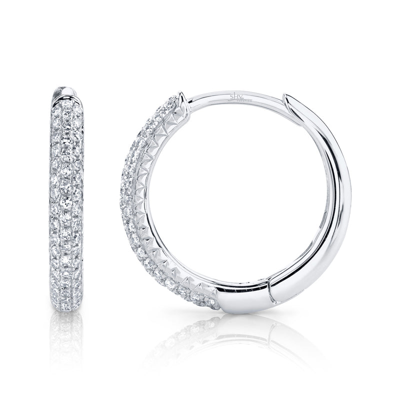 0.21CT DIAMOND PAVE HOOP EARRING
