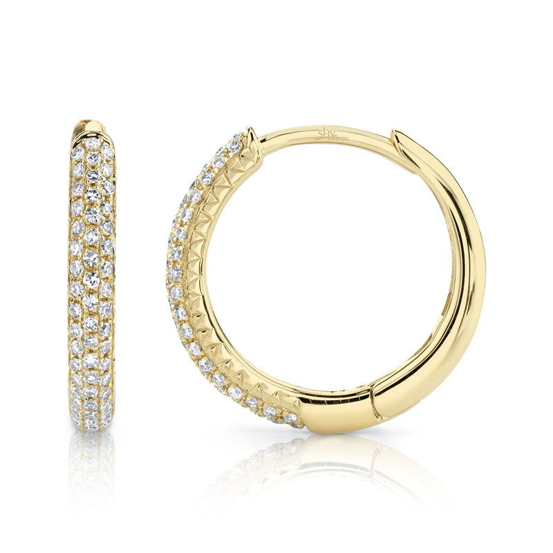 0.21CT DIAMOND PAVE HOOP EARRING