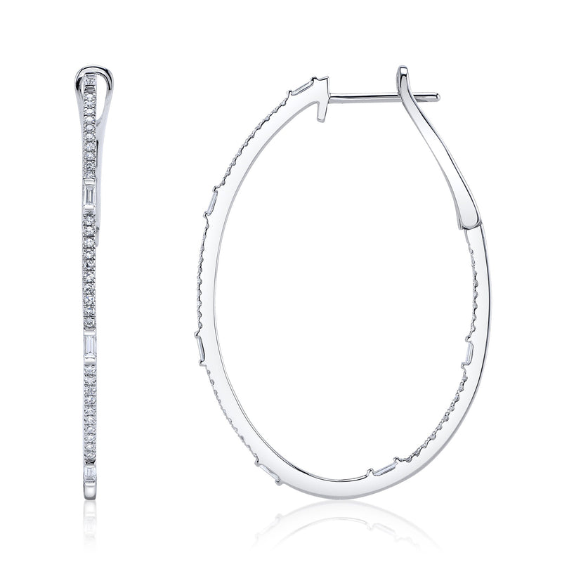 0.44CT DIAMOND BAGUETTE OVAL HOOP EARRING