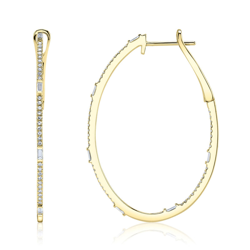 0.44CT DIAMOND BAGUETTE OVAL HOOP EARRING