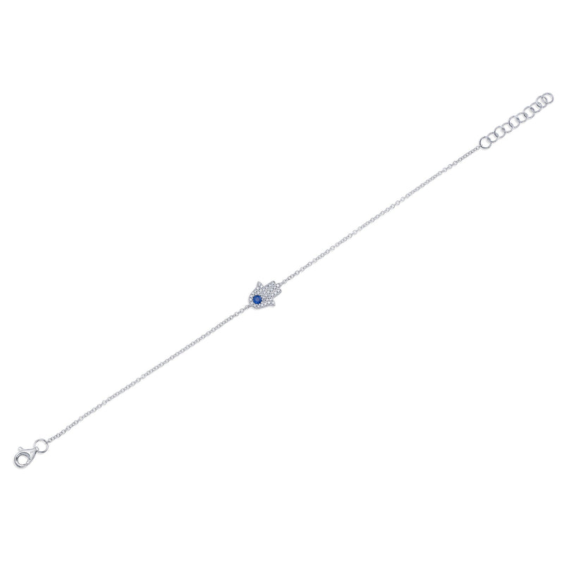 0.09CT DIAMOND & 0.08CT BLUE SAPPHIRE HAMSA BRACELET