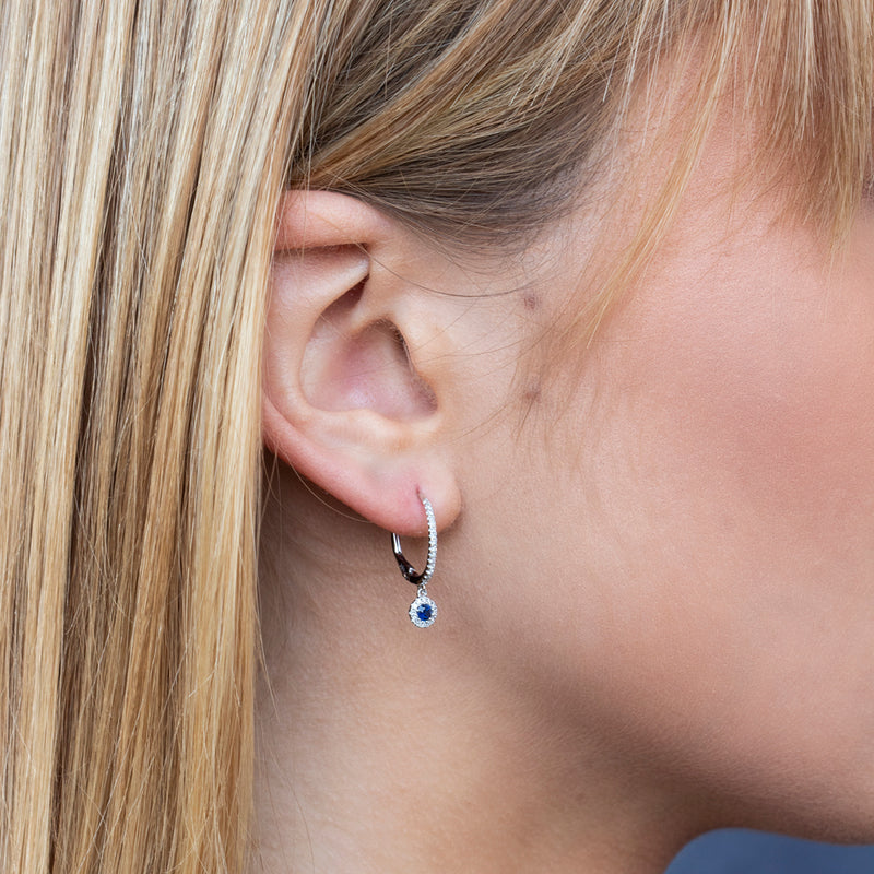 0.15CT DIAMOND & 0.23CT BLUE SAPPHIRE EARRING