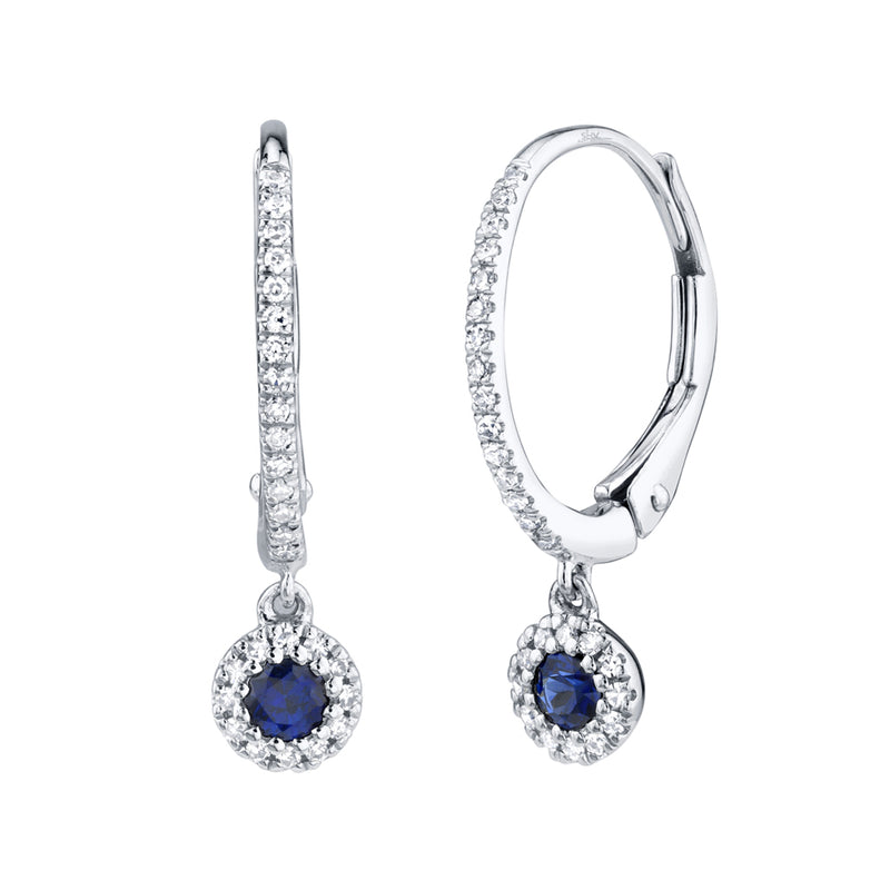 0.15CT DIAMOND & 0.23CT BLUE SAPPHIRE EARRING