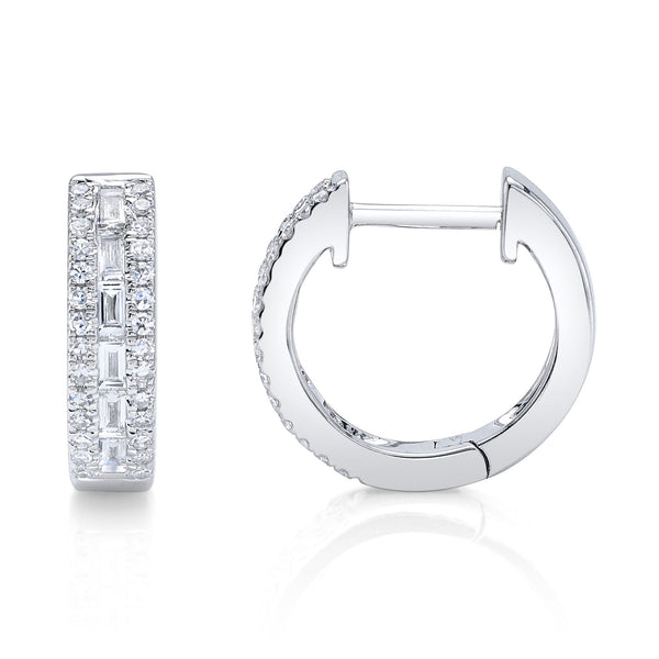 0.34CT DIAMOND BAGUETTE HUGGIE EARRING