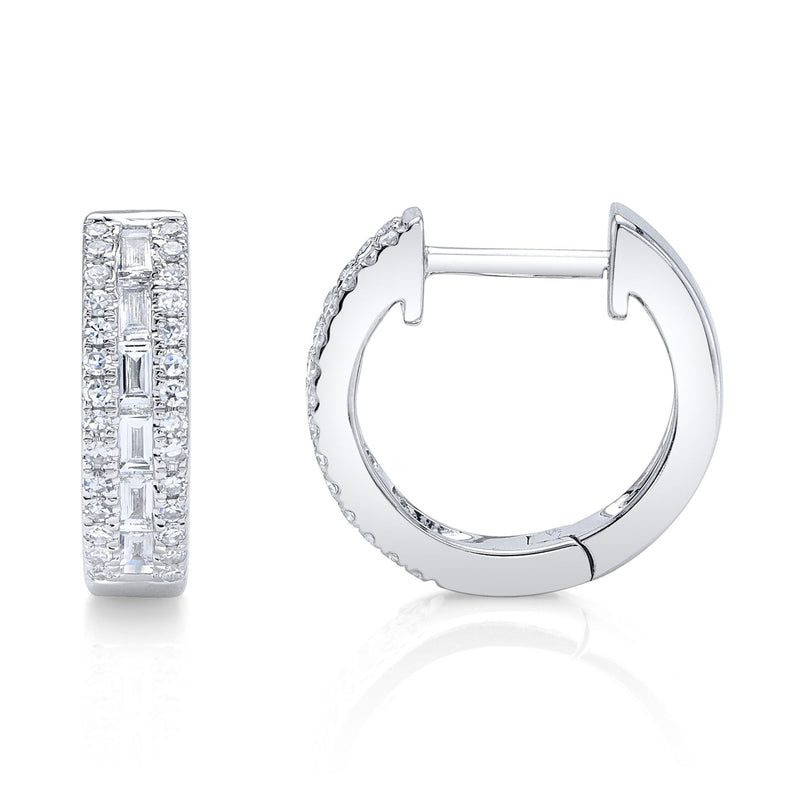 0.34CT DIAMOND BAGUETTE HUGGIE EARRING