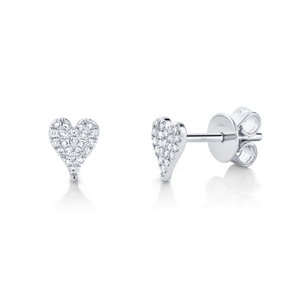 0.10CT DIAMOND PAVE HEART STUD EARRING