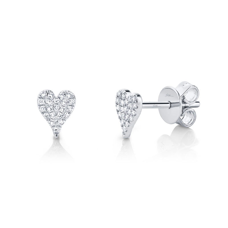 0.10CT DIAMOND PAVE HEART STUD EARRING
