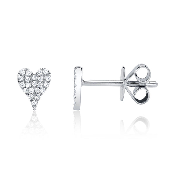 0.10CT DIAMOND PAVE HEART STUD EARRING