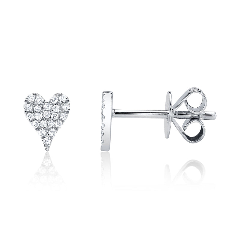0.10CT DIAMOND PAVE HEART STUD EARRING