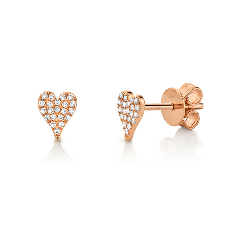 0.10CT DIAMOND PAVE HEART STUD EARRING
