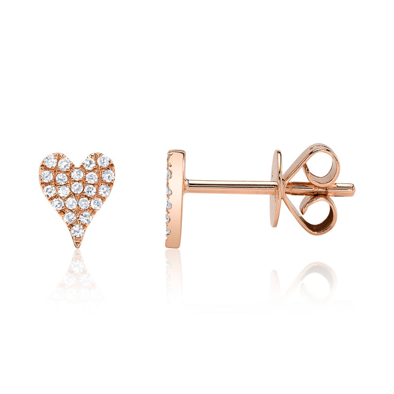 0.10CT DIAMOND PAVE HEART STUD EARRING