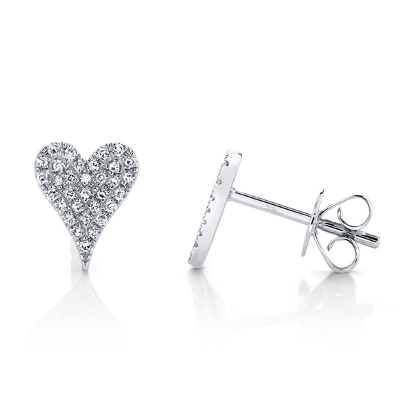 0.14CT DIAMOND PAVE HEART STUD EARRING