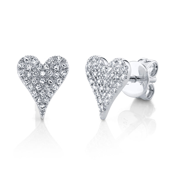 0.14CT DIAMOND PAVE HEART STUD EARRING