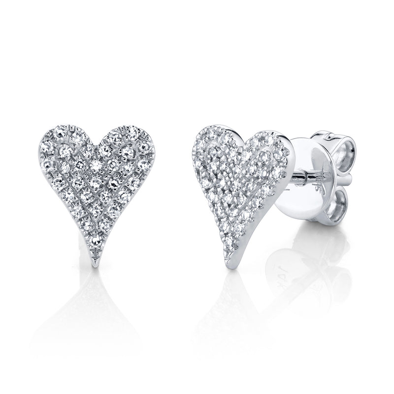 0.14CT DIAMOND PAVE HEART STUD EARRING