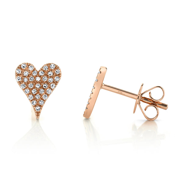 0.14CT DIAMOND PAVE HEART STUD EARRING