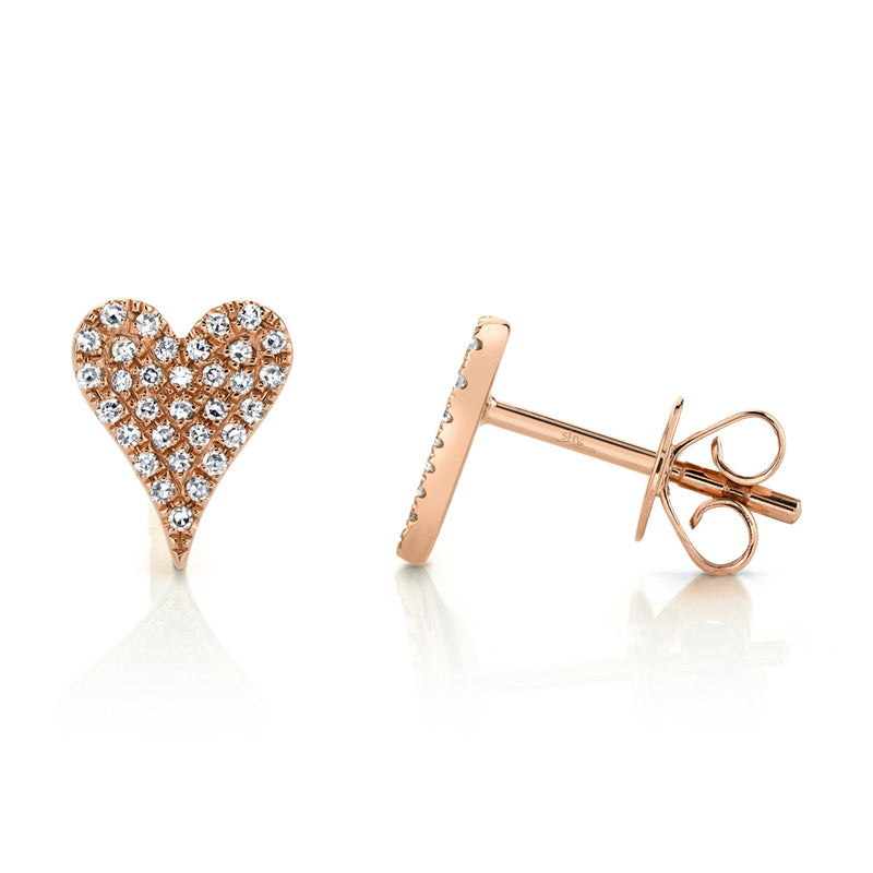 0.14CT DIAMOND PAVE HEART STUD EARRING